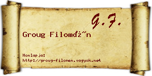Groug Filomén névjegykártya
